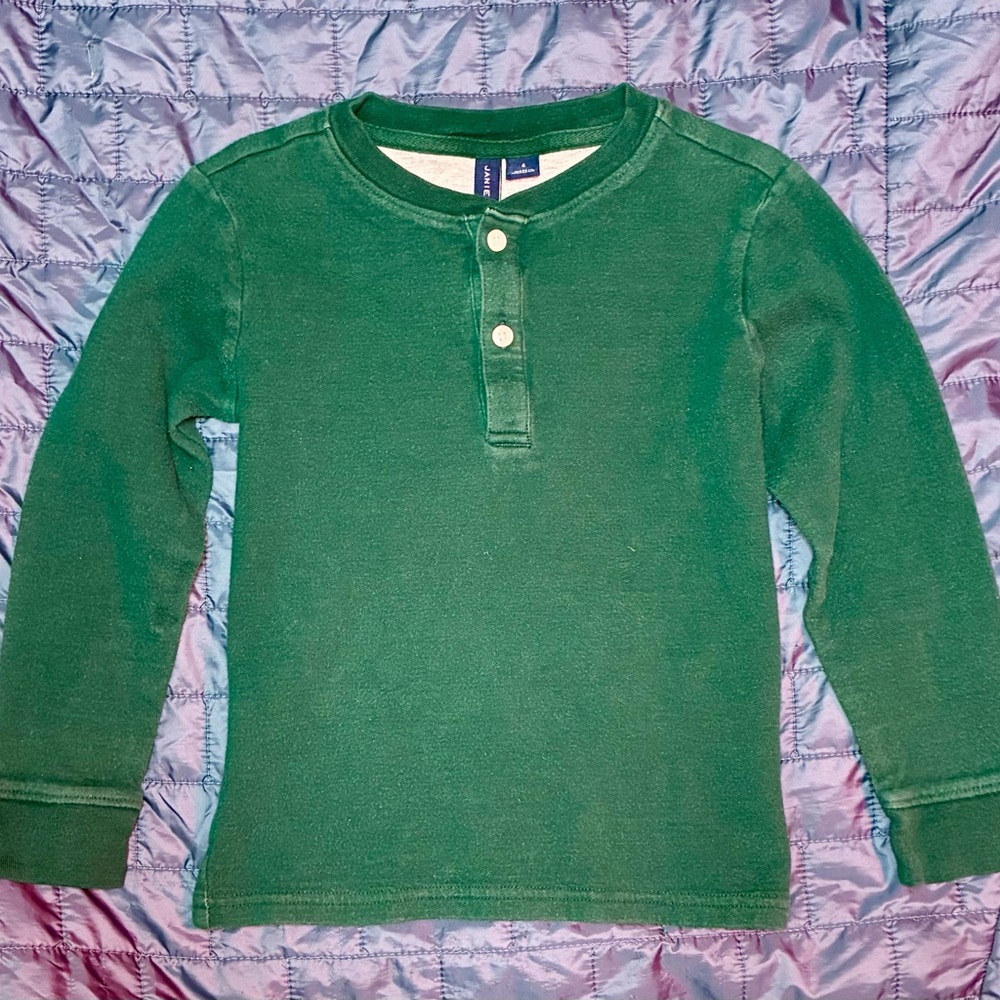 Janie and Jack Forest Green Long Sleeve Henley